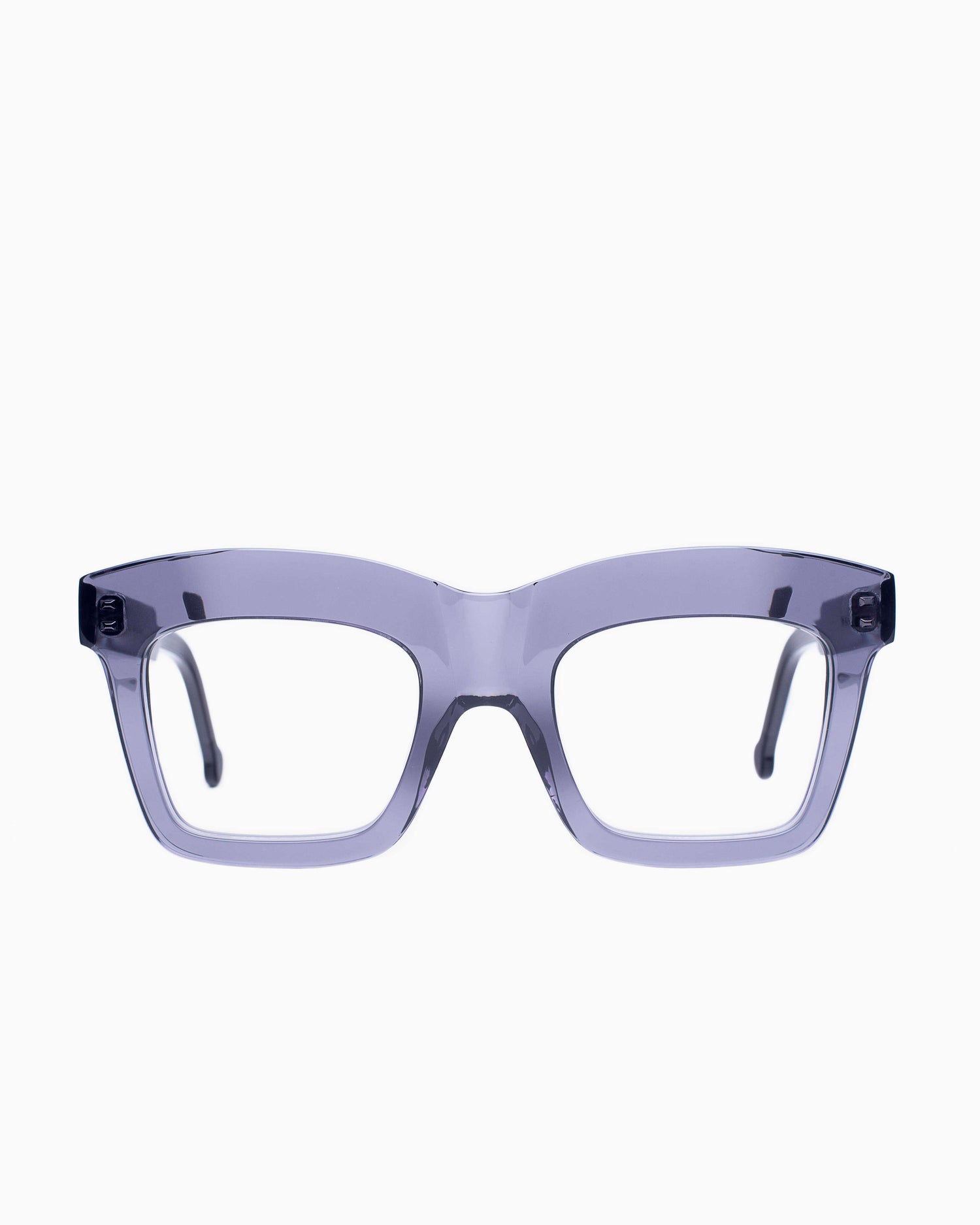 grey plastic rectangle eyeglasses by Marie-Sophie Dion model Wonka, front view, lunettes de vue rectangle couleur Gris