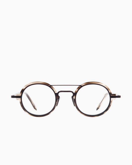 grey metal oval eyeglasses by Anne et Valentin model M16, front view, lunettes de vue ovale couleur gris