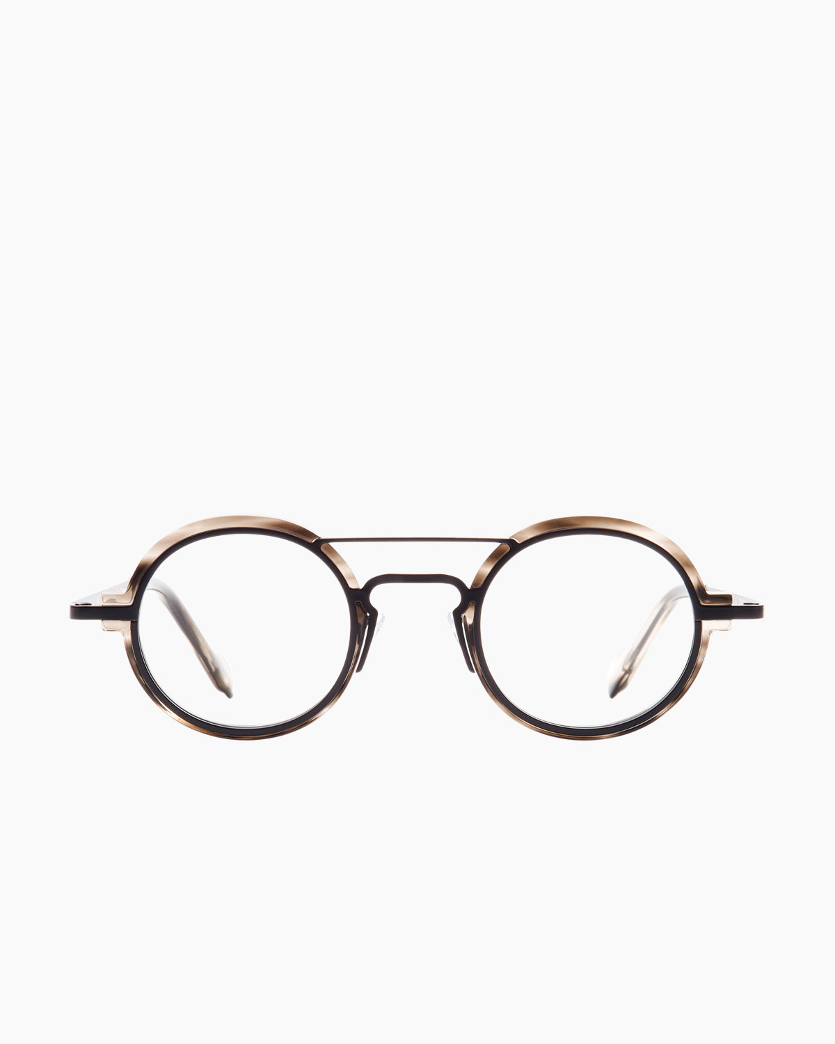 grey metal oval eyeglasses by Anne et Valentin model M16, front view, lunettes de vue ovale couleur gris