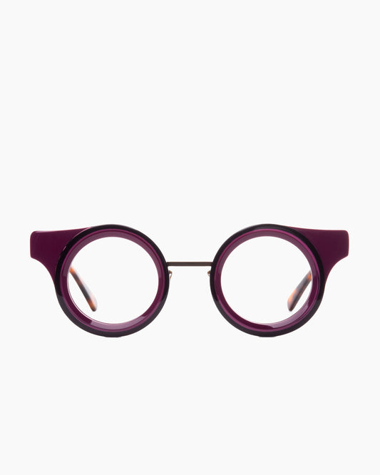 purple metal round eyeglasses by Gamine model ButtressSödermalm, front view, lunettes de vue rond couleur violet