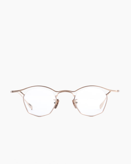 gold metal octogon eyeglasses by Factory 900 model MF002, front view, lunettes de vue octogone couleur or