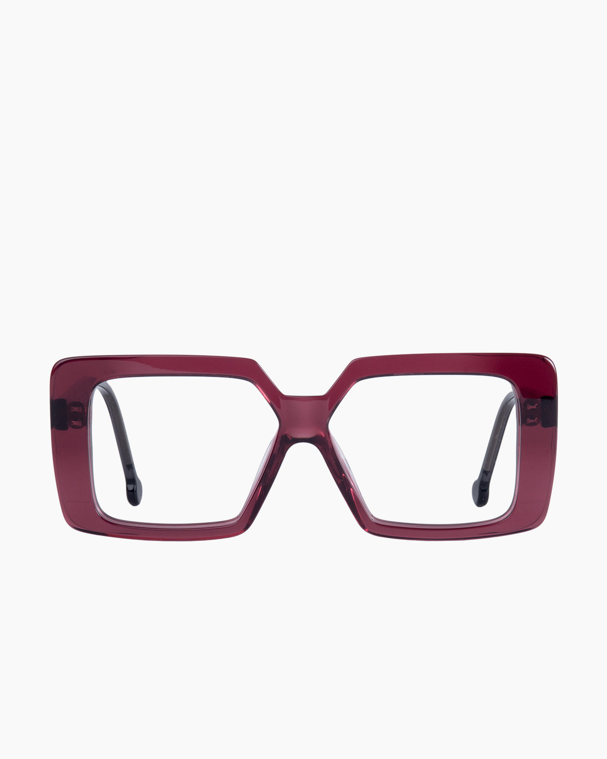 purple plastic rectangle eyeglasses by Marie-Sophie Dion model Volta, front view, lunettes de vue rectangle couleur violet