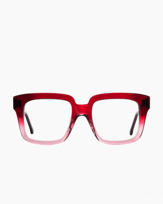 burgundy plastic rectangle eyeglasses by Marie-Sophie Dion model Vimy, front view, lunettes de vue rectangle couleur bourgogne