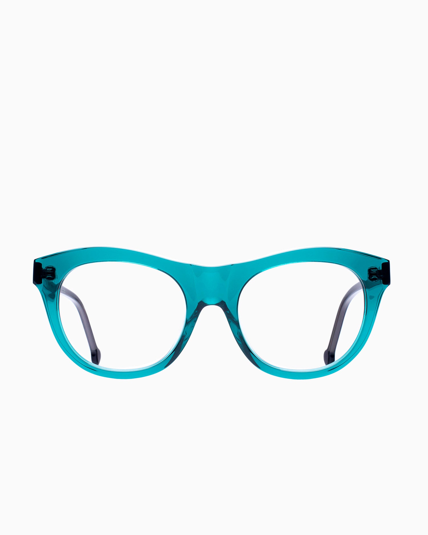 green plastic oval eyeglasses by Marie-Sophie Dion model Millard, front view, lunettes de vue ovale couleur Vert