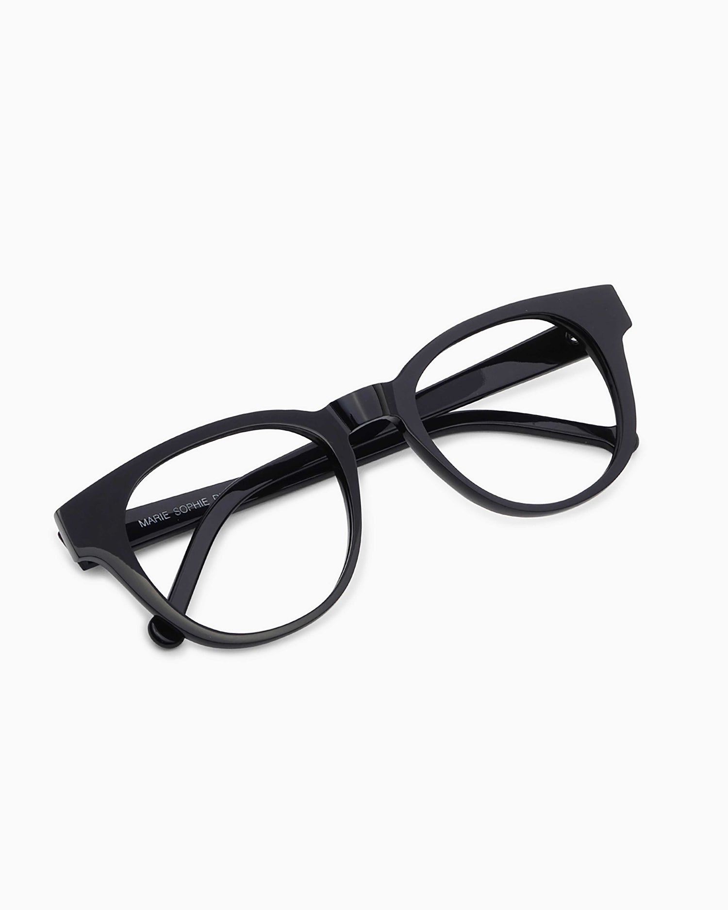 black plastic oval eyeglasses by Marie-Sophie Dion model Jean, front view, lunettes de vue ovale couleur Noir
