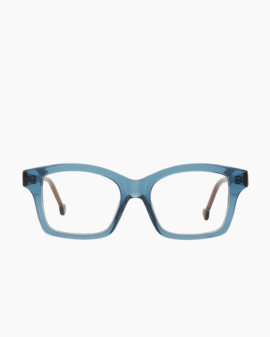 blue plastic butterfly eyeglasses by Marie-Sophie Dion model Giguere, front view, lunettes de vue papillon couleur Bleu