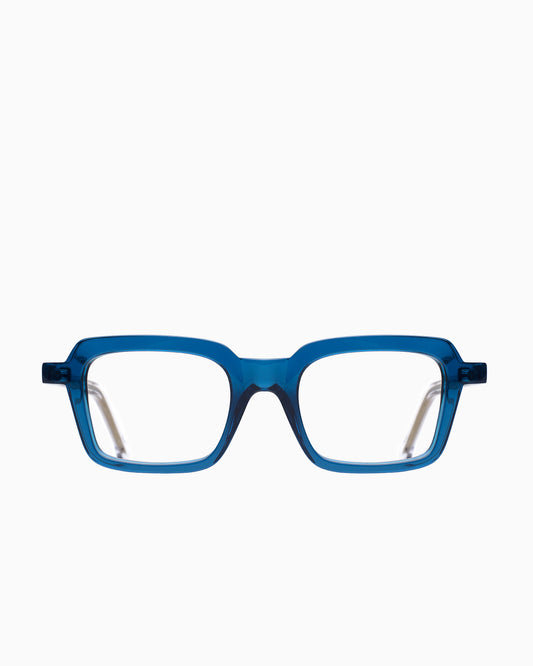 blue plastic rectangle eyeglasses by Marie-Sophie Dion model Duval, front view, lunettes de vue rectangle couleur Bleu