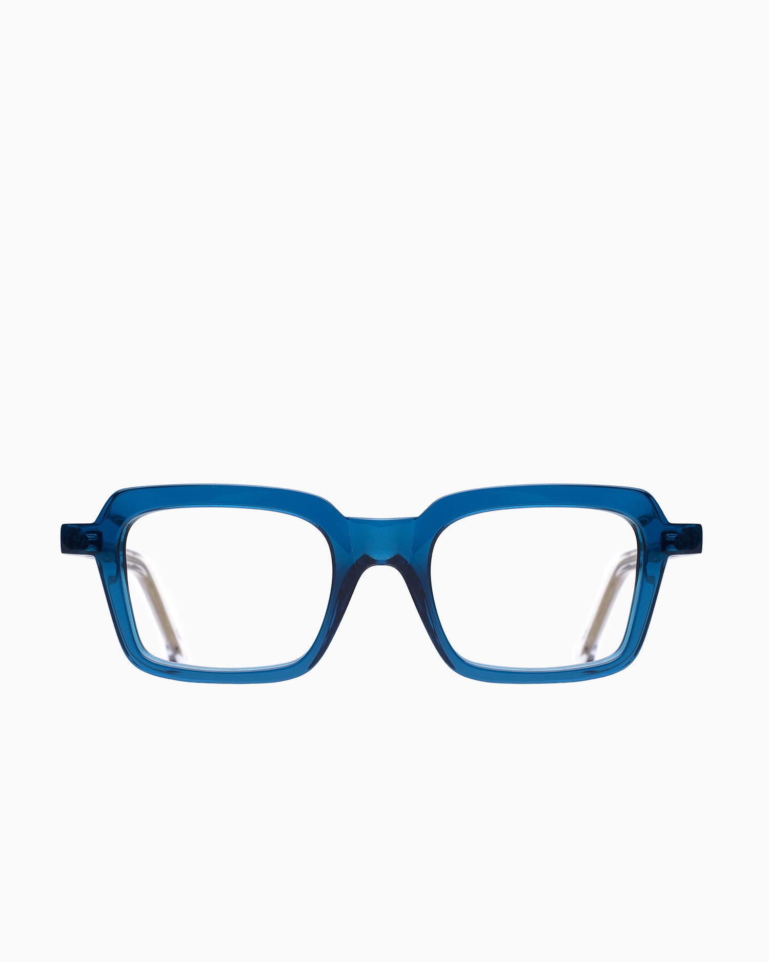 blue plastic rectangle eyeglasses by Marie-Sophie Dion model Duval, front view, lunettes de vue rectangle couleur Bleu