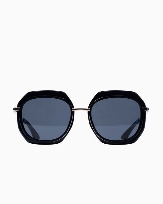 black plastic oval sunglassesby Emmanuelle Khanh model 1050J, front view, lunettes de vue ovale couleur Noir